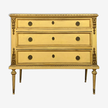 Commode Louis XVI en bois laqué vers 1880-1900