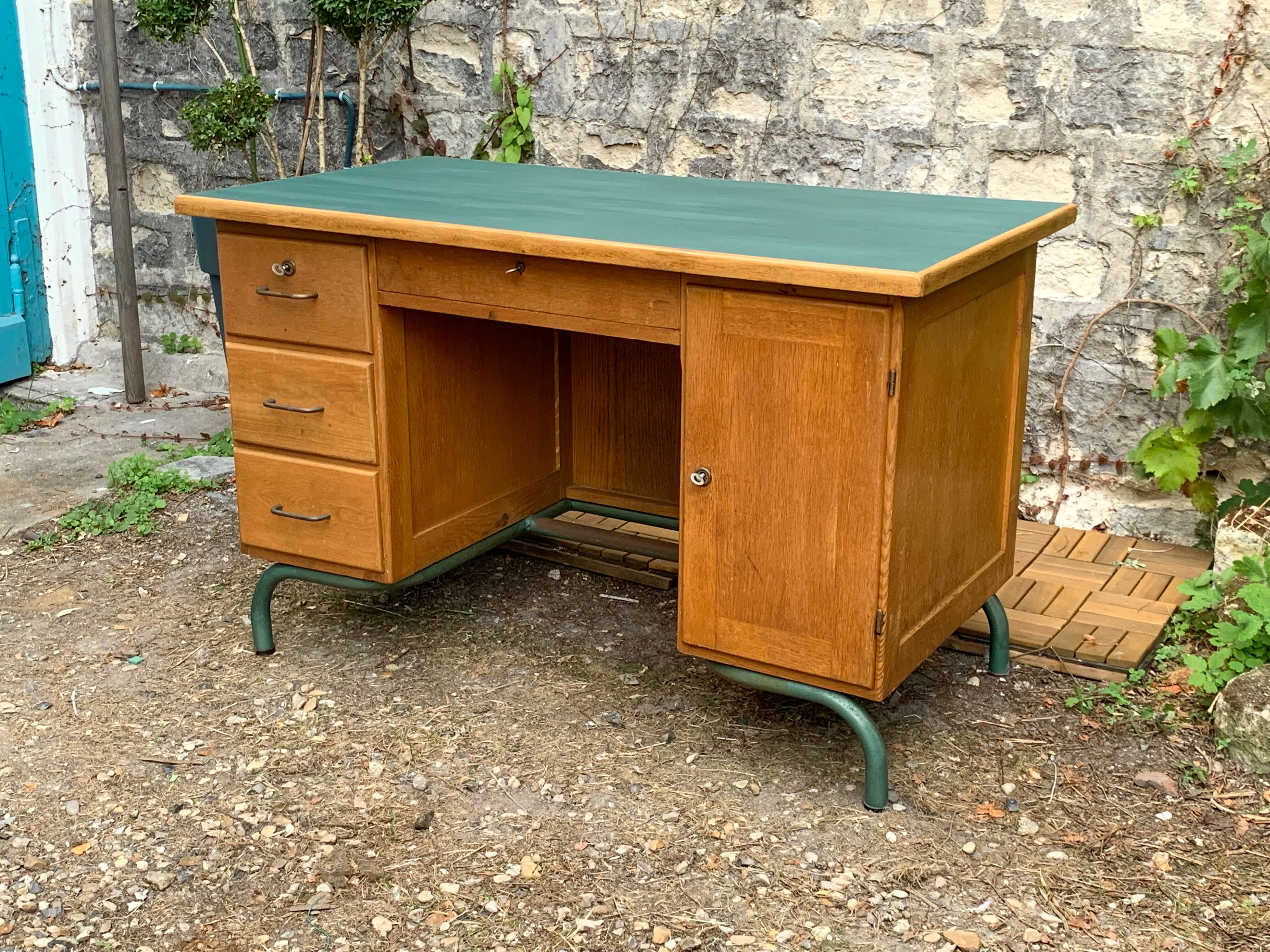1950s schoolmaster's desk in solid oak