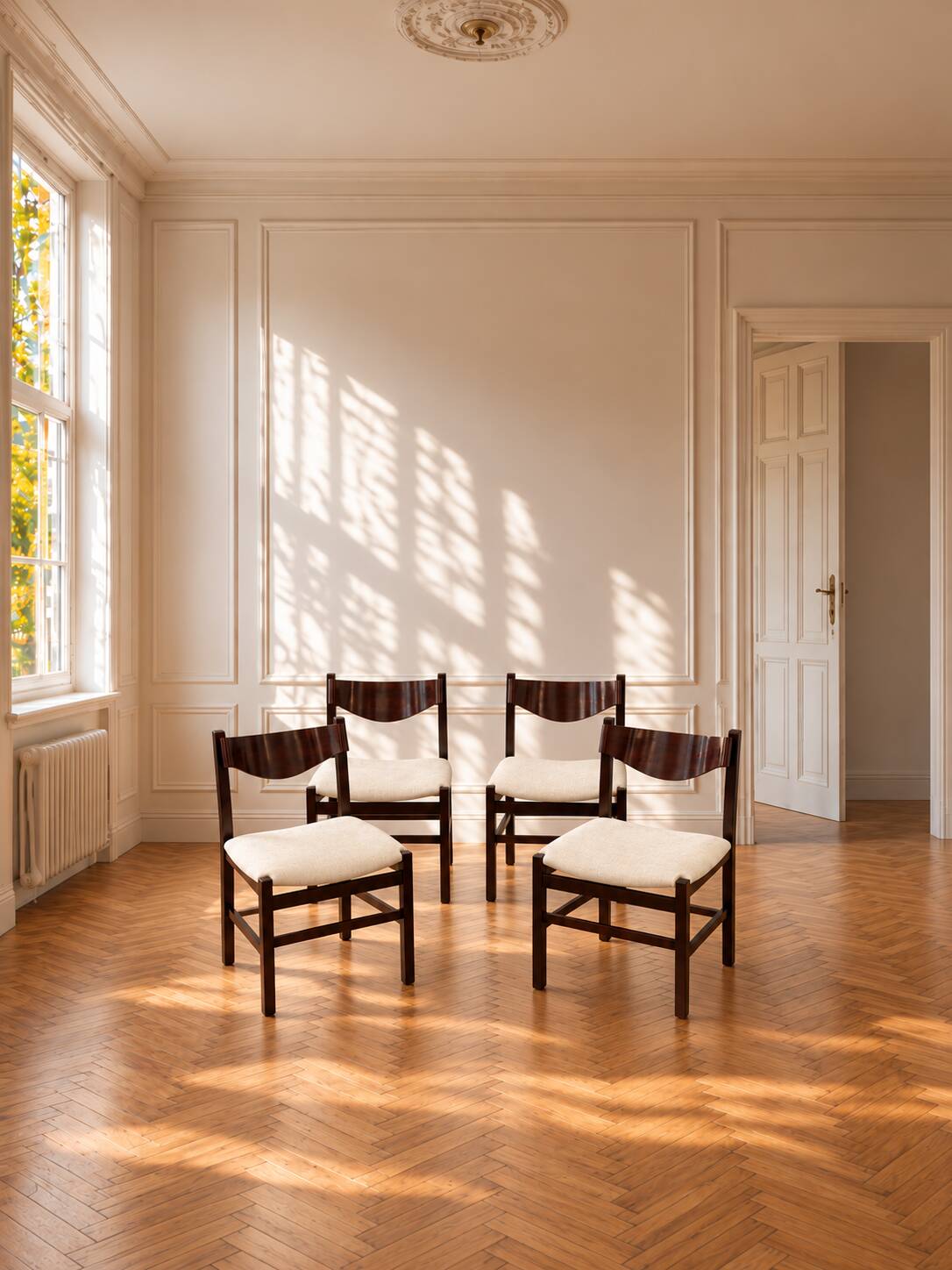 Chaises de gianfranco frattini en palissandre et velours - italie