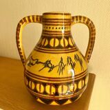 Large vintage ethnic vase with tribal decor