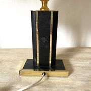 70s-80s living room lamp in leather and gold metal