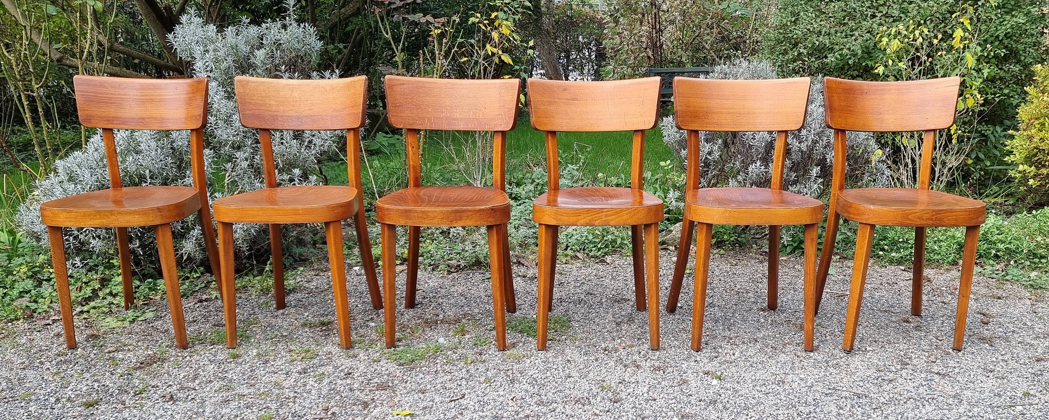 6 "classic" bistro chairs from Horgen-Glarus (Switzerland) 1950s