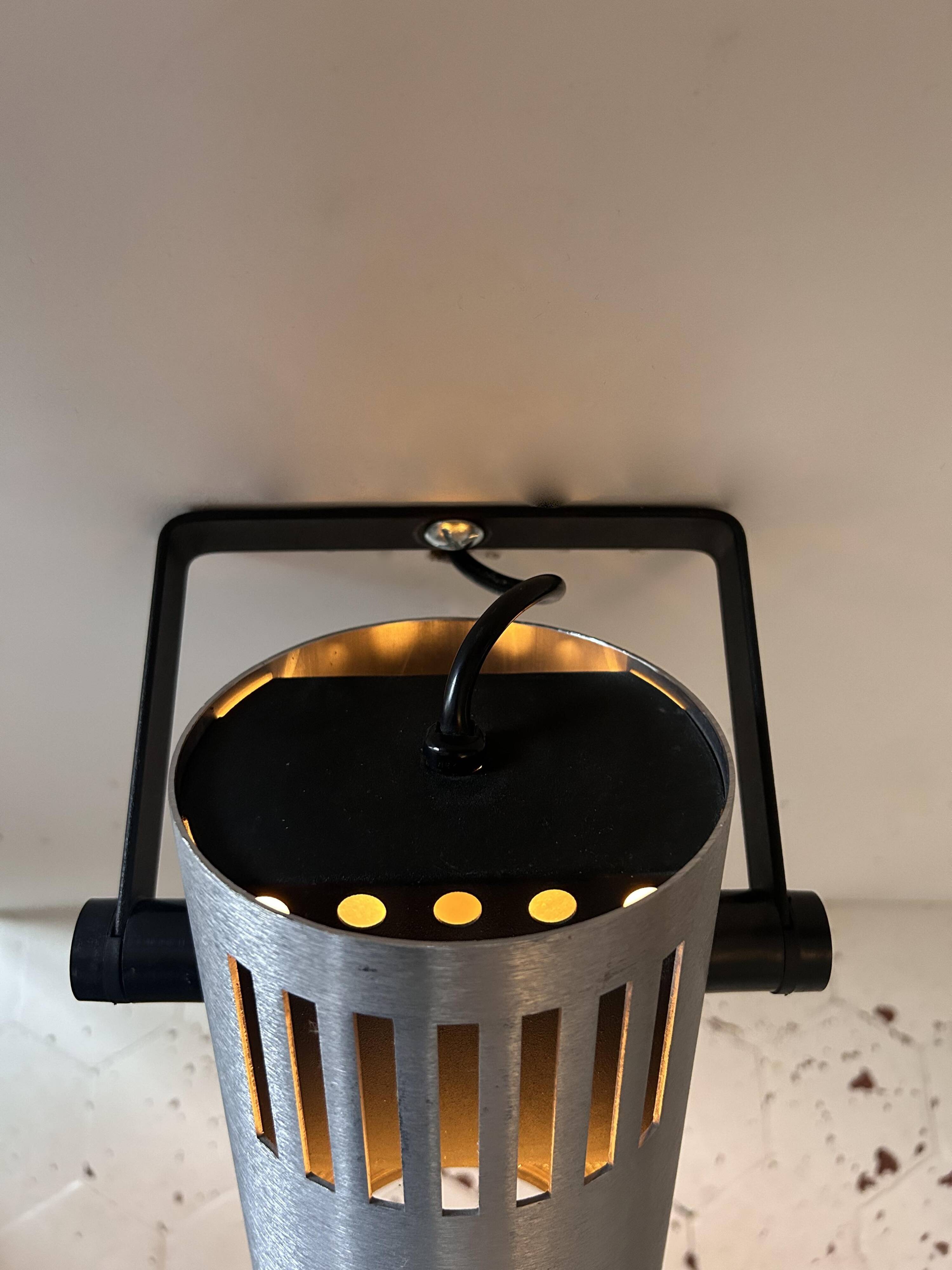 Pair of adjustable wall lights, brushed metal, France 1970