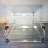 Glass and plexiglass coffee table, 1970-80