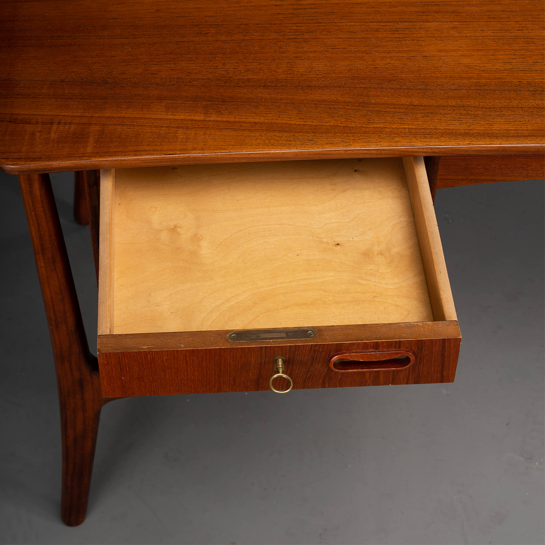 Danish vintage teak design desk by svend age madsen for hp hansen, 1960s