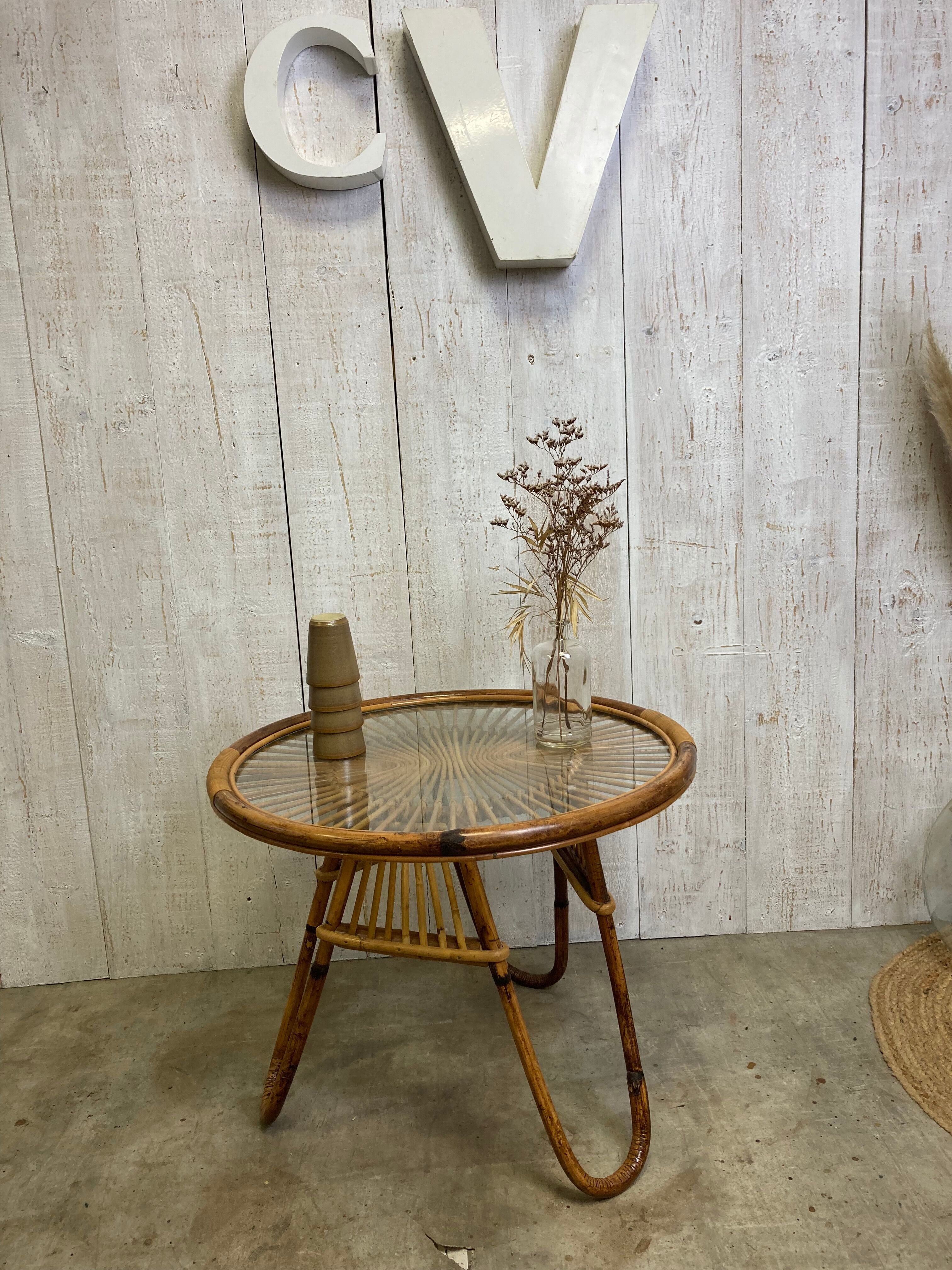 Vintage rattan coffee table