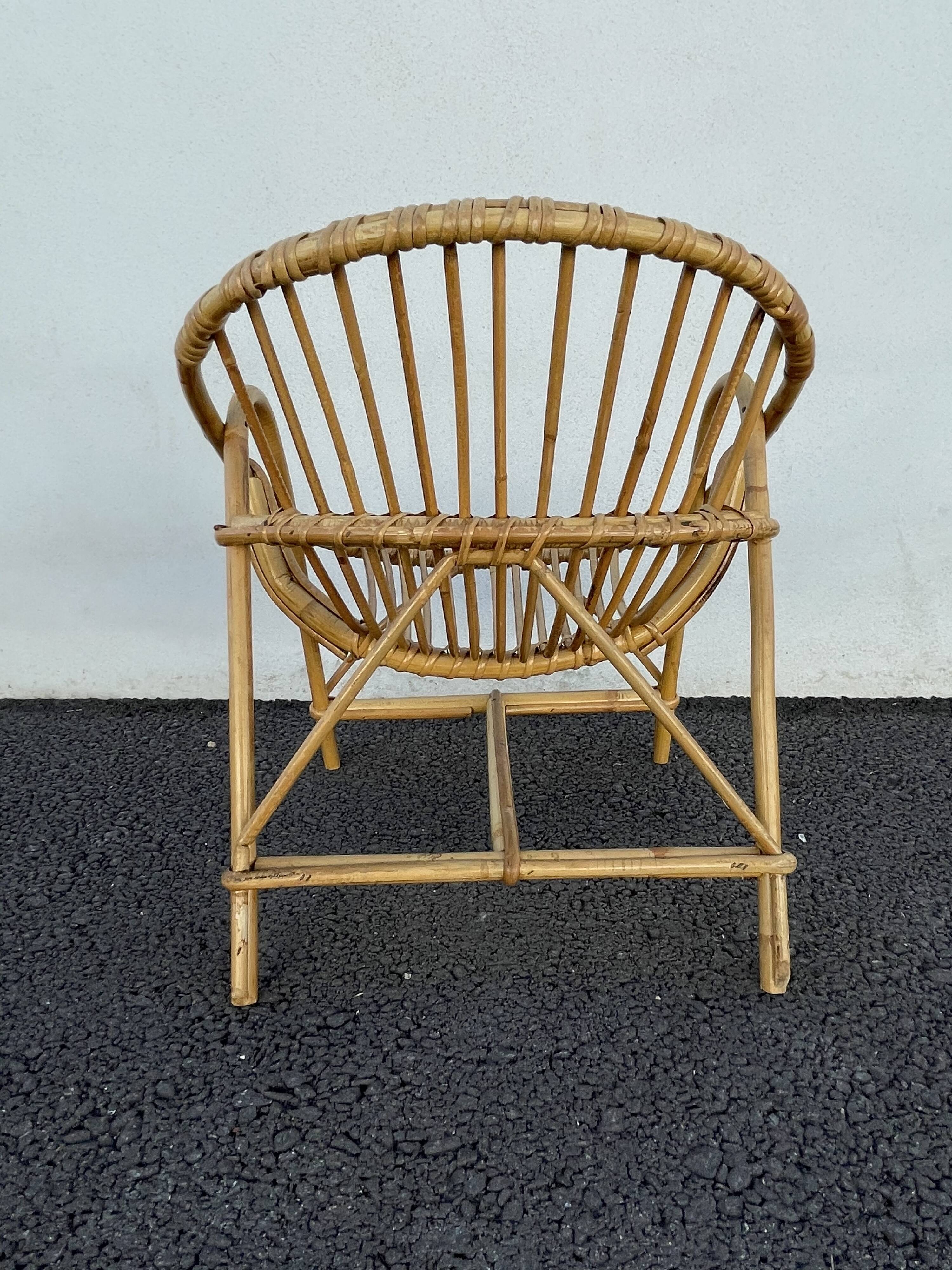 Armchair child wicker shell 70s