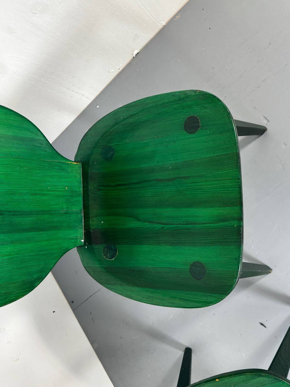Set of 4 Swedish green pine designer chairs from Svensk Fur, 1950s of