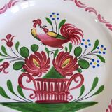 2 semi-deep earthenware plates, Saint Clément, vintage. Flower and rooster patterns