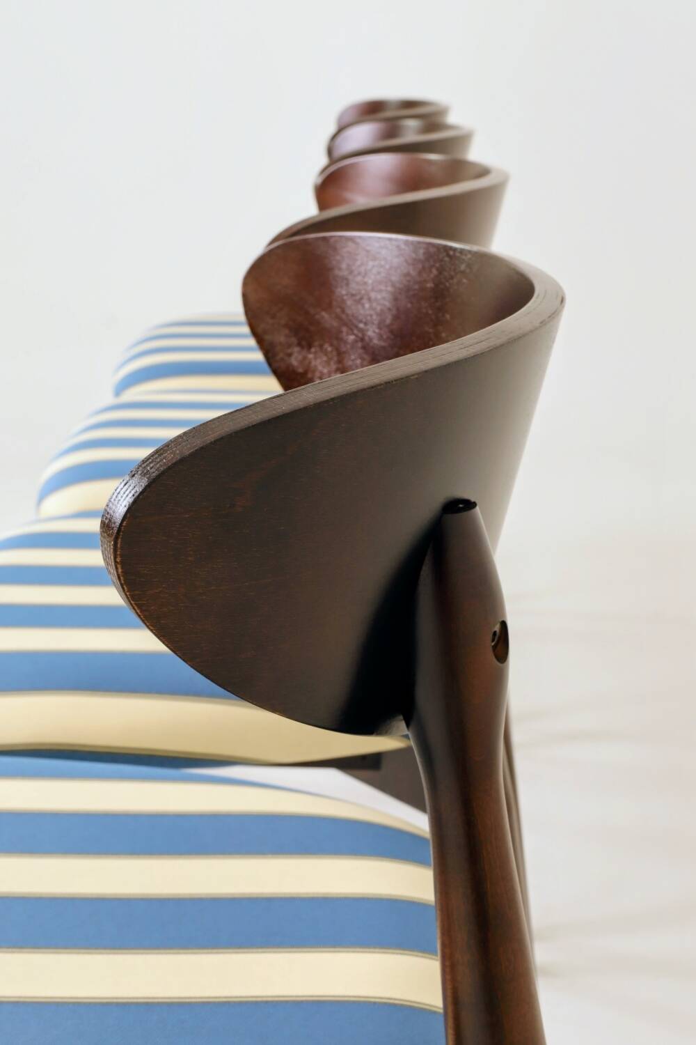 Modern set 4 Dining Chairs, Striped Fabric, French style