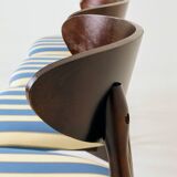Modern set 4 Dining Chairs, Striped Fabric, French style