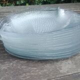 12 assiettes plates Arcoroc vintage en verre transparent figurant un poisson