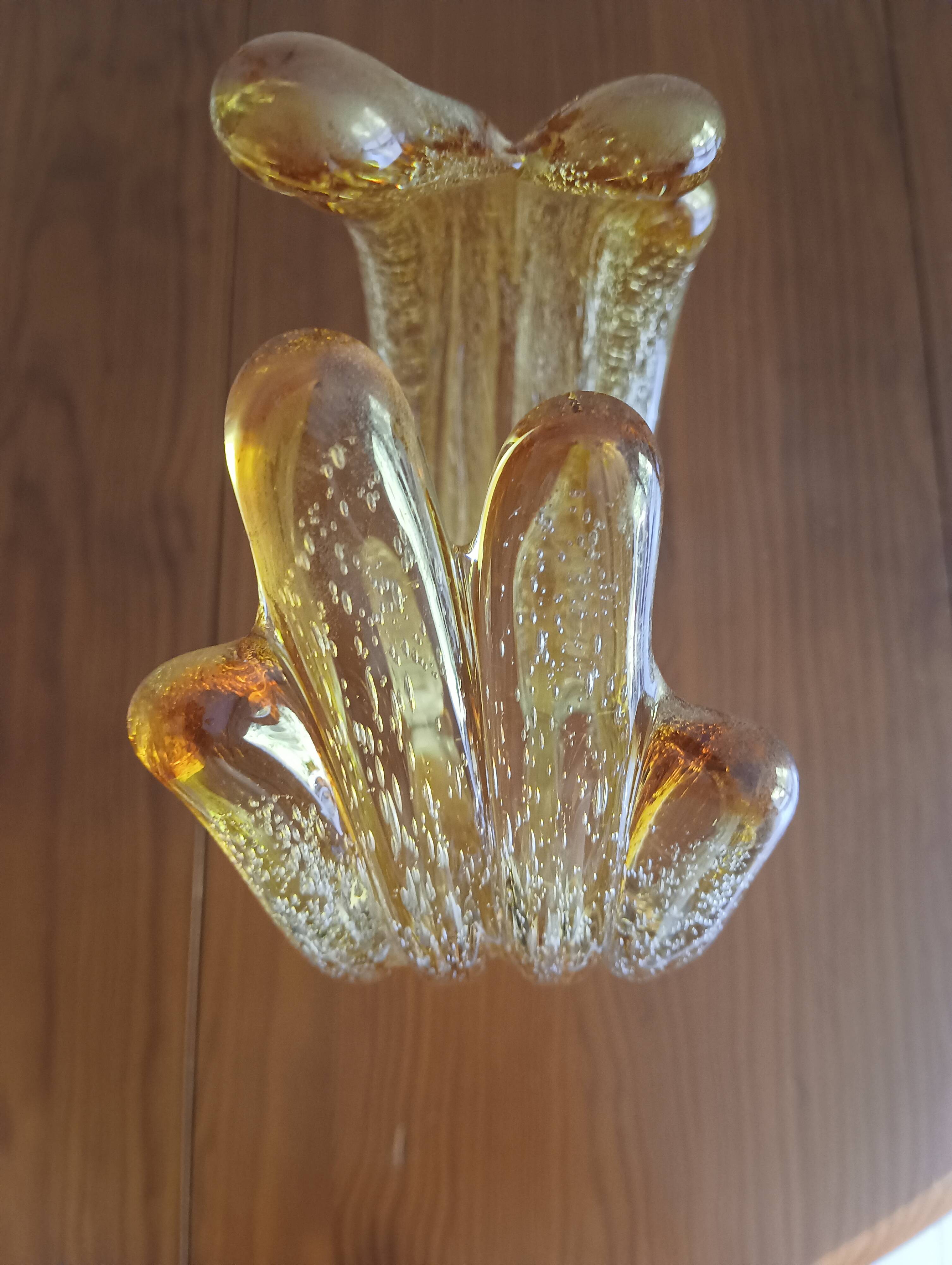 Amber bubble glass sculpture