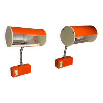 Pair of orange wall sconces from the 1970s by Ateljé Lyktan.