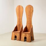 Mario Ceroli Pair of Fratina Chairs for Poltronova Italy 1972