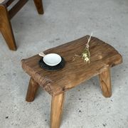 Table d'appoint ou tabouret en teck blond quadripode H:30 L43 l27