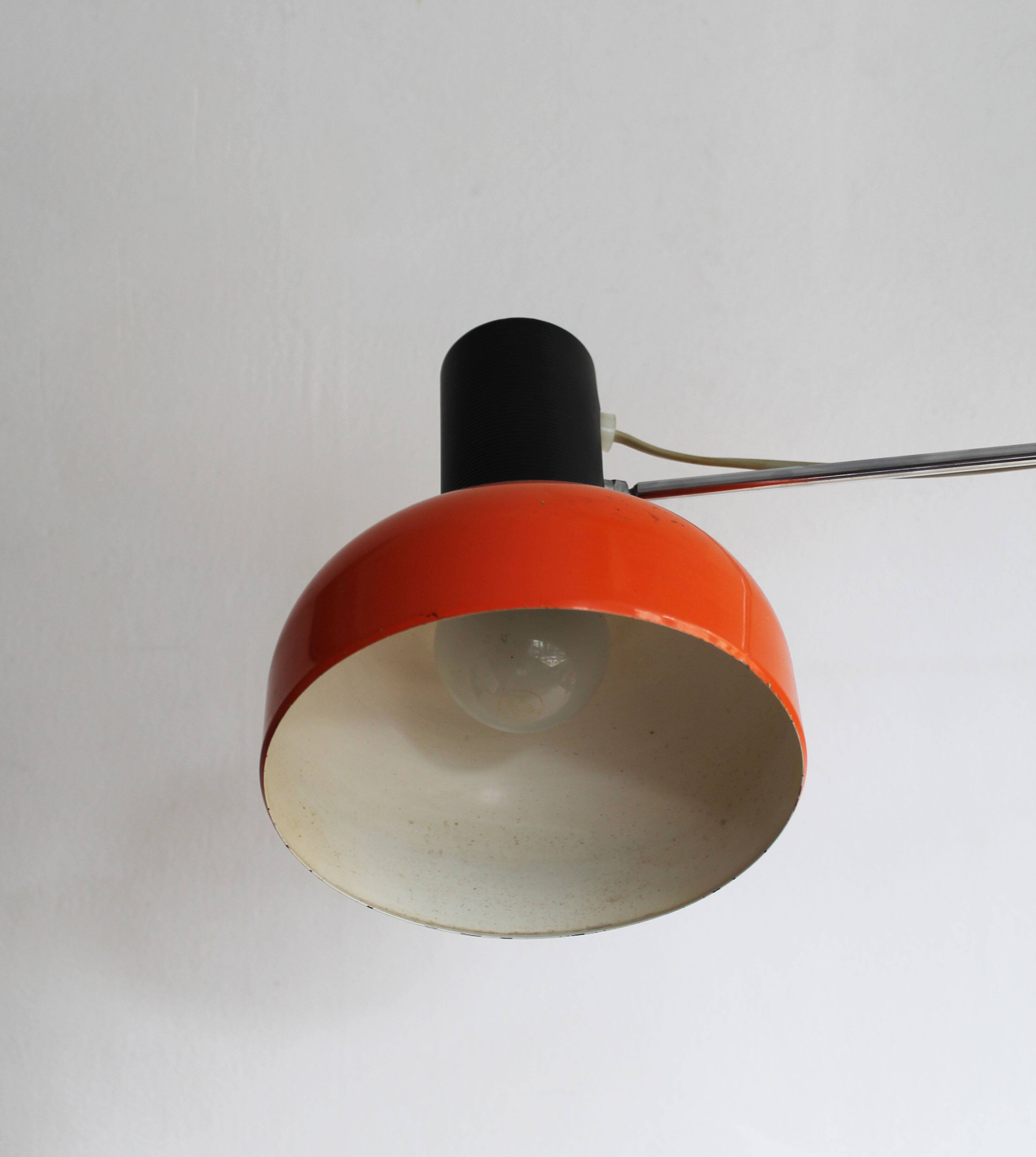 1970s Czechoslovak Orange Clamp Lamp by NAPAKO