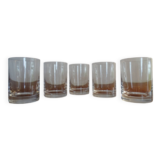 4 signed Daum France crystal water/whisky glasses - H11 cm Ø 7.8 cm