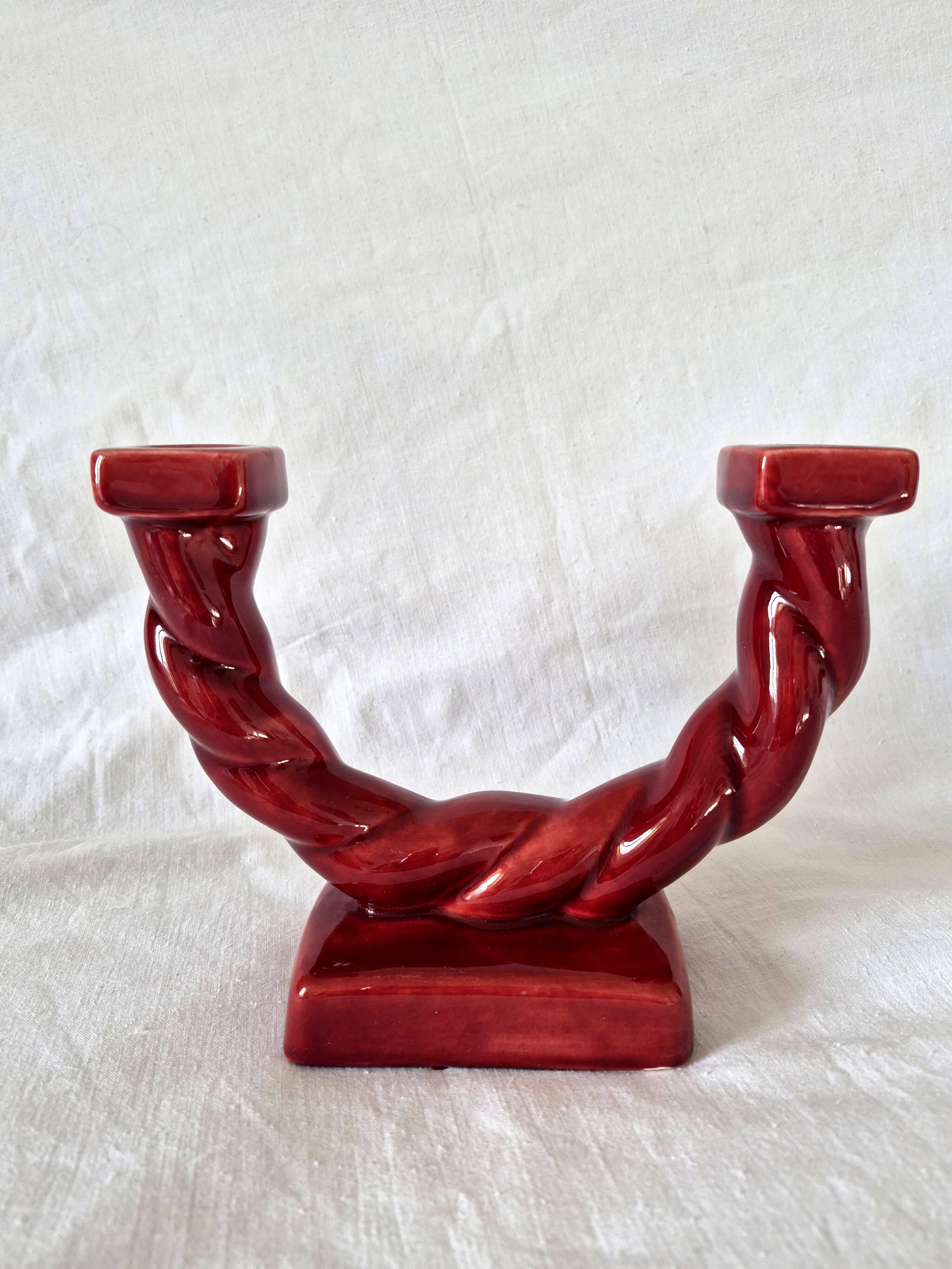 Ceramic chandelier, signed LONGCHAMP, twisted old red