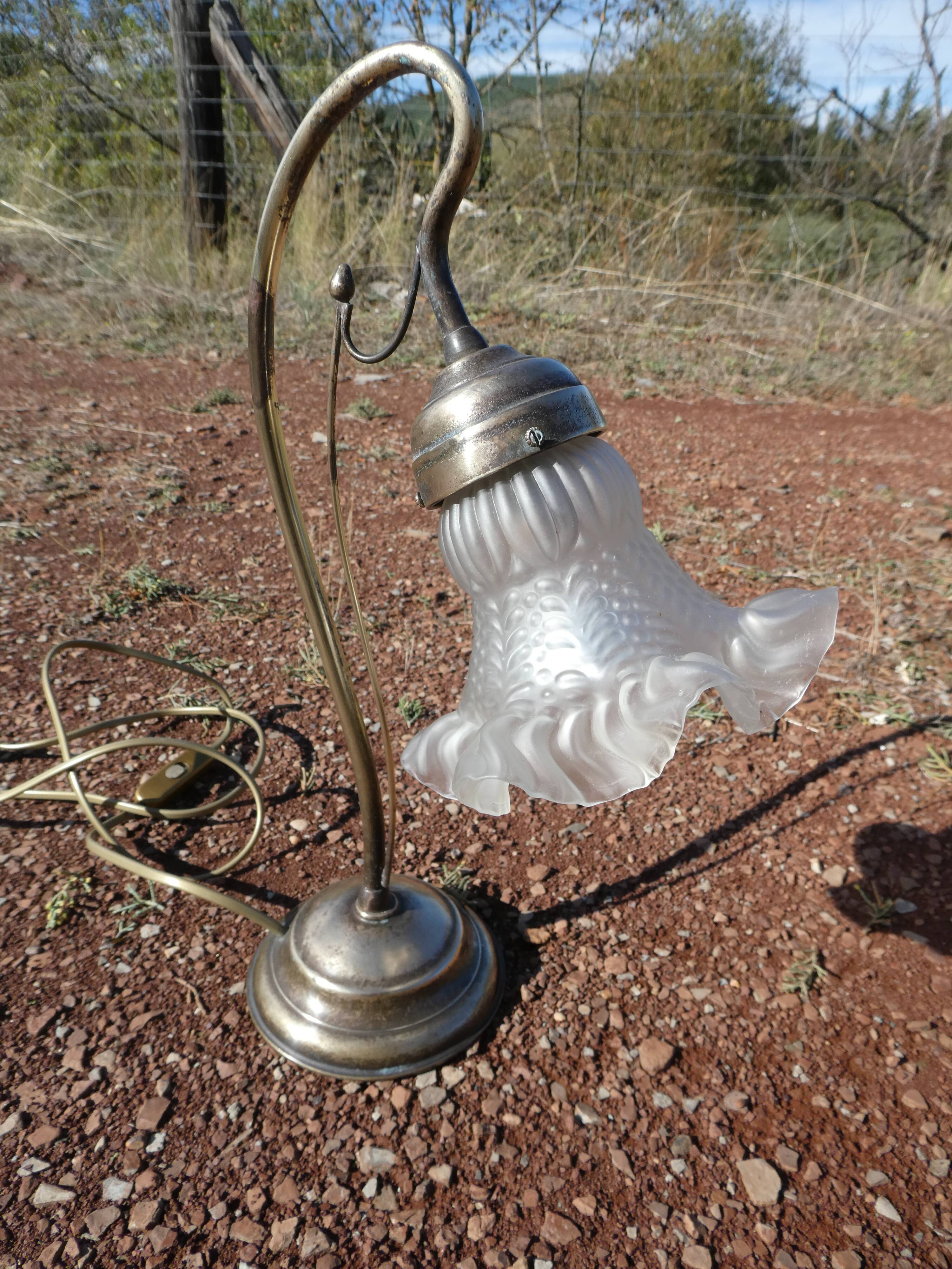 Tulip lamp / swan neck Art Deco brass