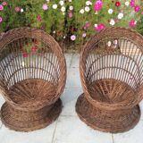 Wicker basket armchairs