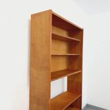 Large vintage oak wood bookcase shelf from the 50s 60s