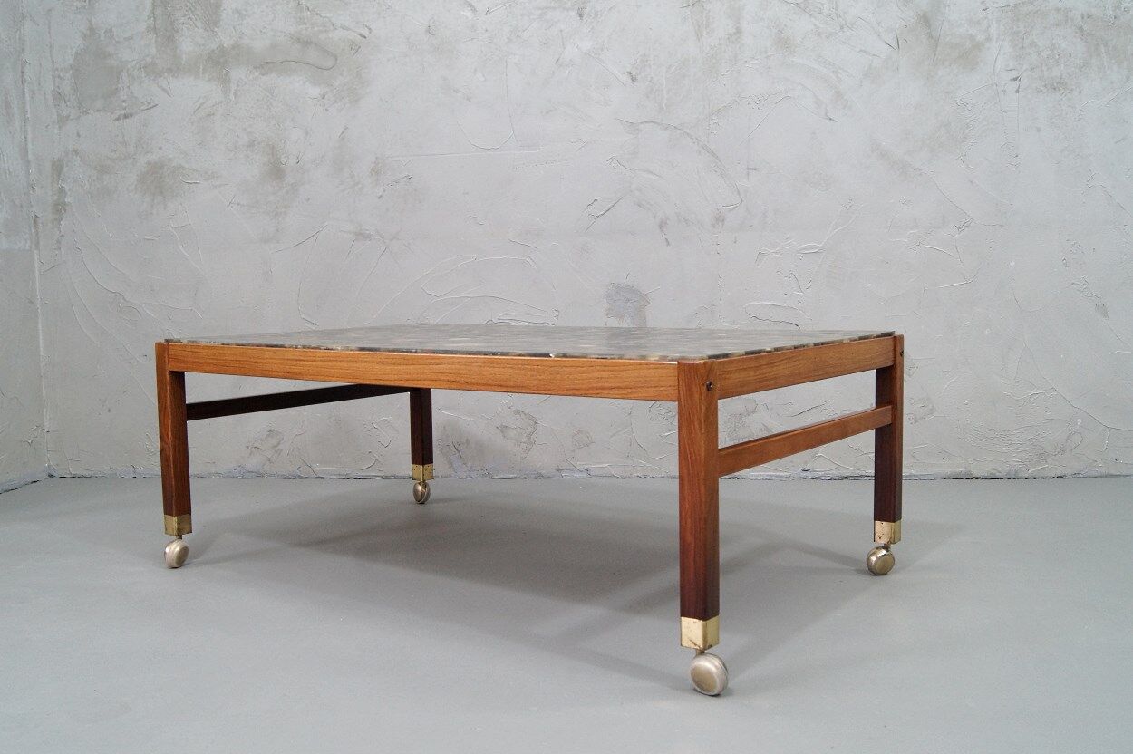 Swedish rosewood and pebbles coffee table in the style of Ib Kofod-Larsen , 1960s