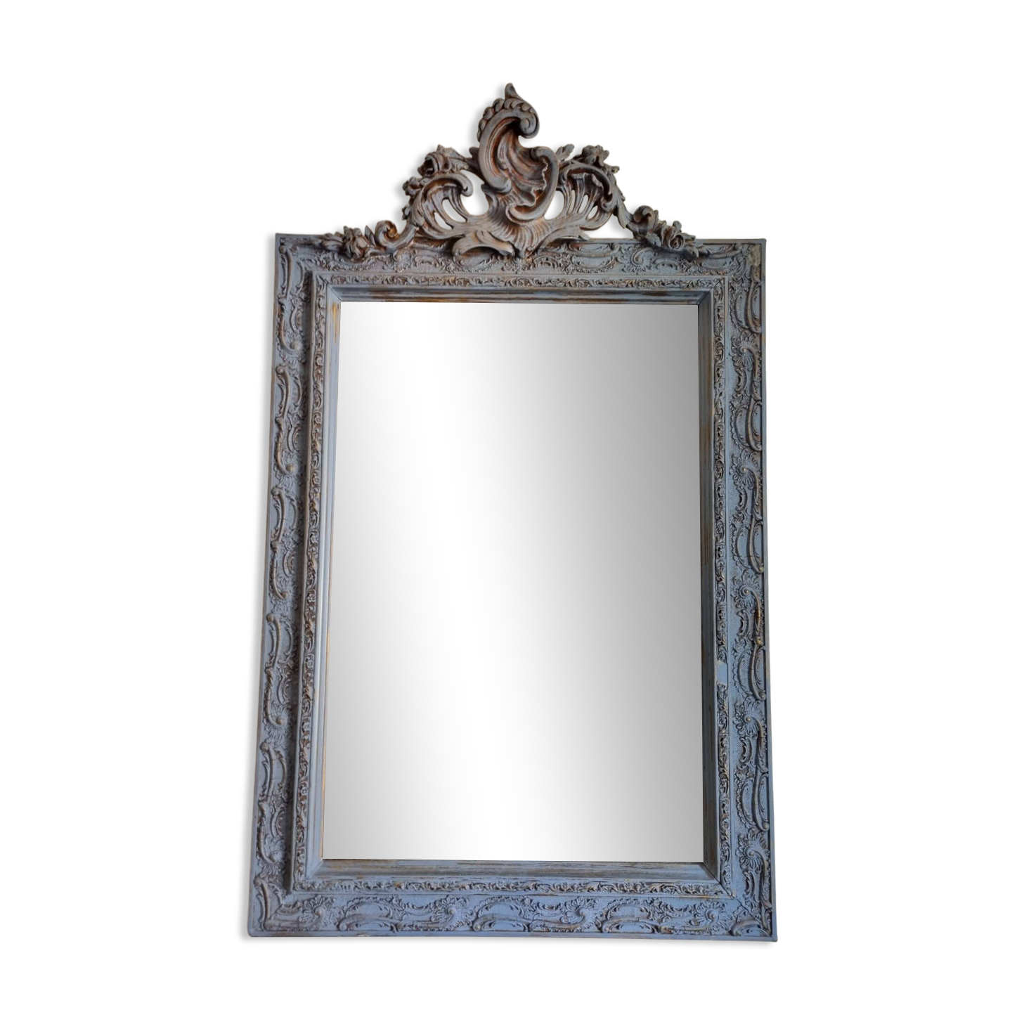 Miroir ancien fronton coquille