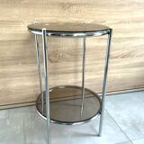 Round console 1970 chrome tube and smoked glass perfect condition