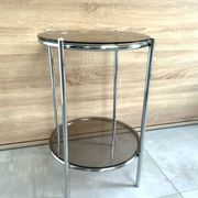 Round console 1970 chrome tube and smoked glass perfect condition