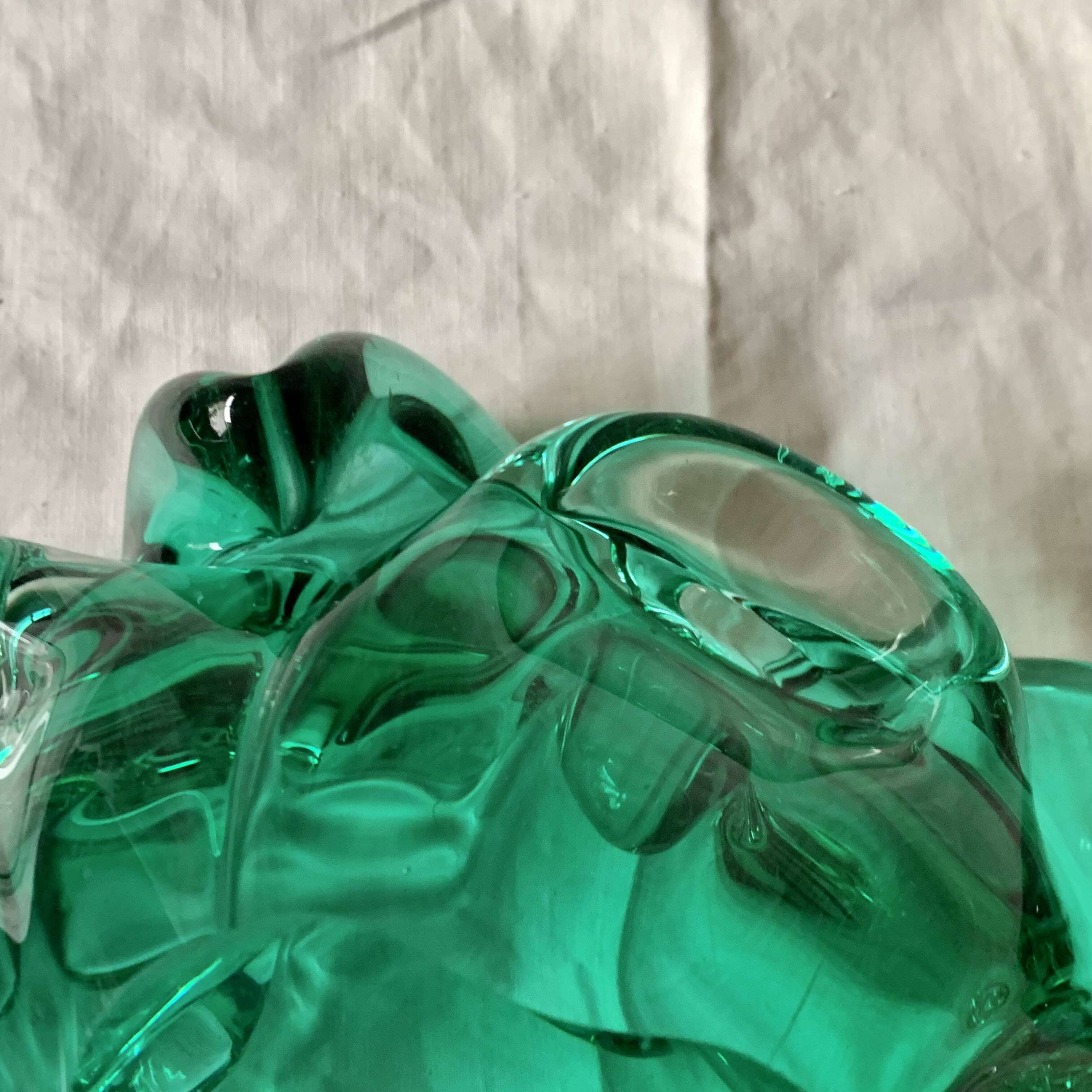 Vintage green glass pocket tray