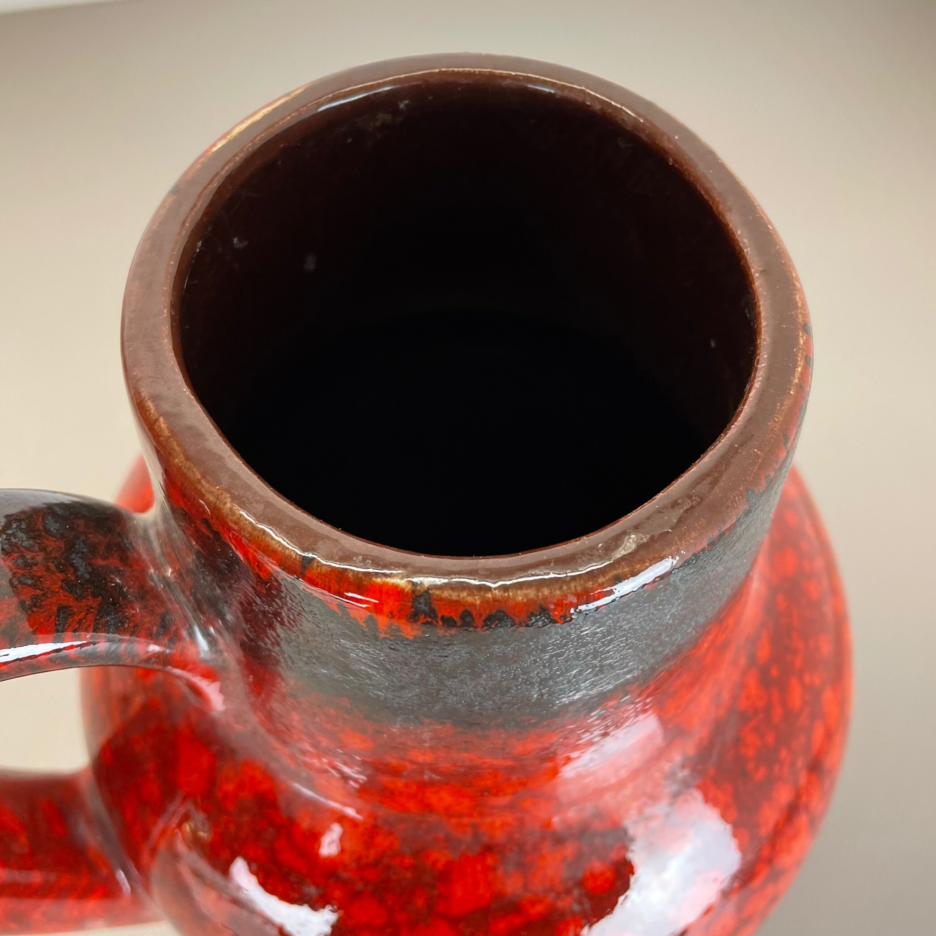 Pottery fat lava multi-color red black floor vase made by scheurich, 1970s