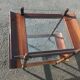 Bar rolling serving double trap pagoda wood and glass 1950s mahogany