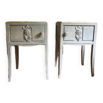 Pair of oak bedside tables from the ArtDeco period