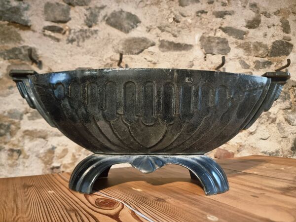 Jardinière française Art déco en fonte émaillée – 1920s–1930s