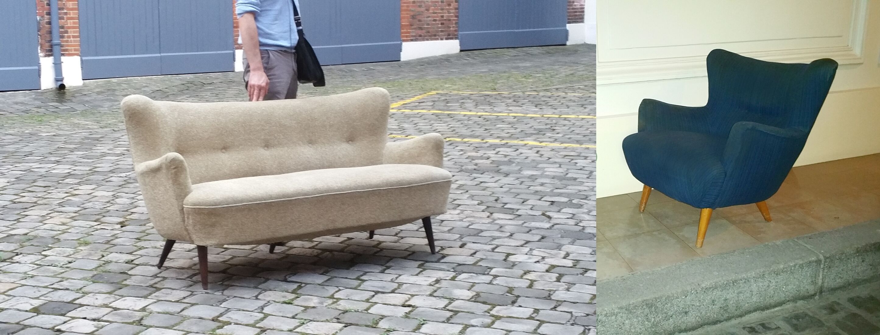 Reare Fauteuil Club Wing chair organic annéee 50