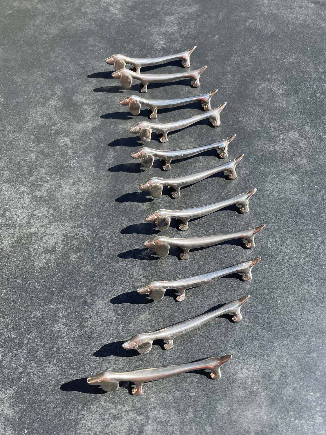 Set of 11 dachshund dog knife holders