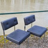 Paire de chaises en skaï design chromé - 1950s