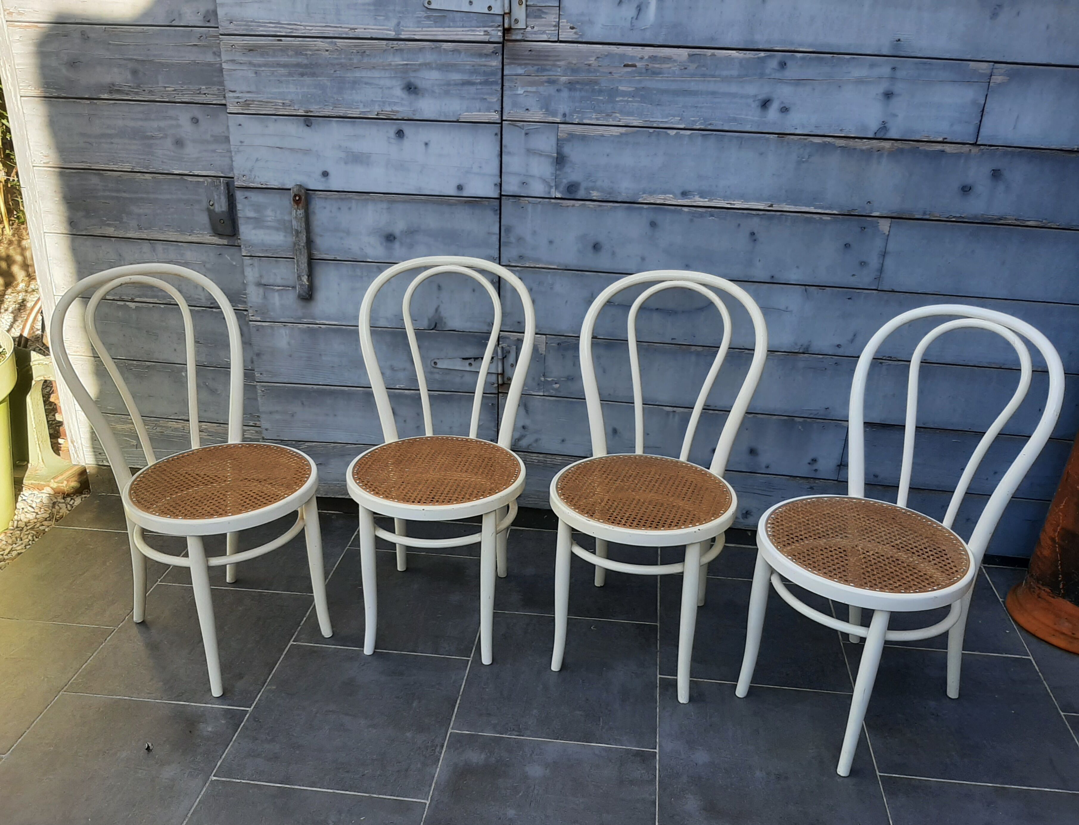 Set of 4 wooden bistro chairs turned dal vera