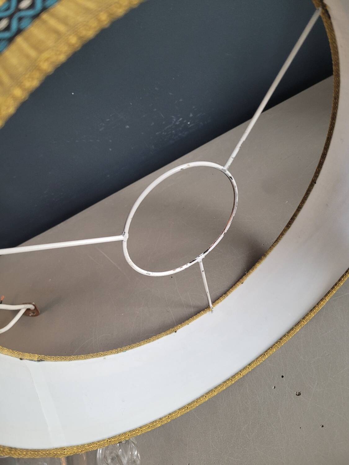 Vintage molded glass globe pendant light and shade