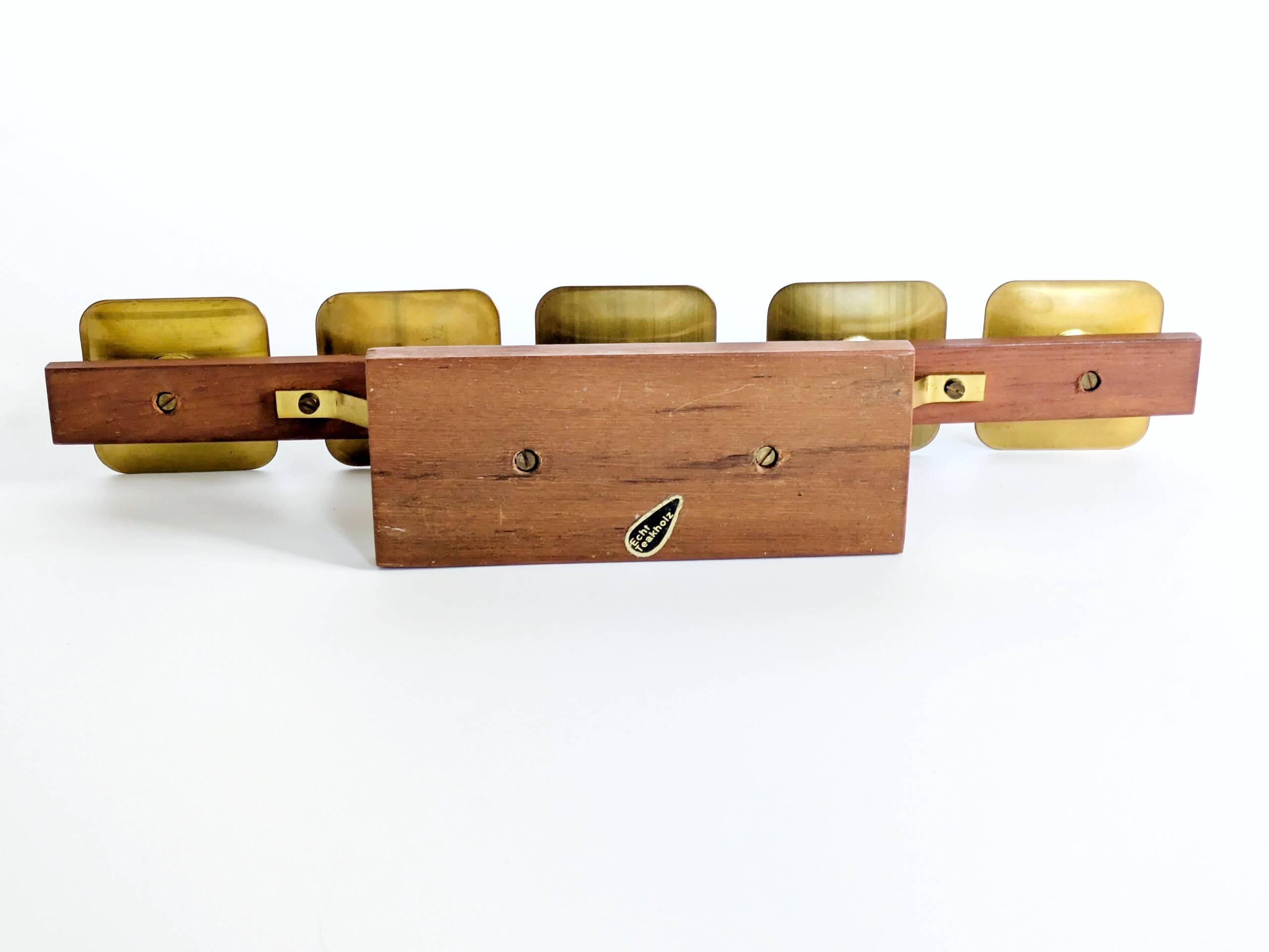 Midcentury teak and brass chandelier, Germany, 1960s