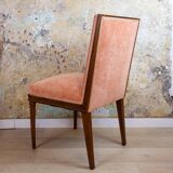 Spanish Chair in Walnut with Velvet Pink Seat, 1940s