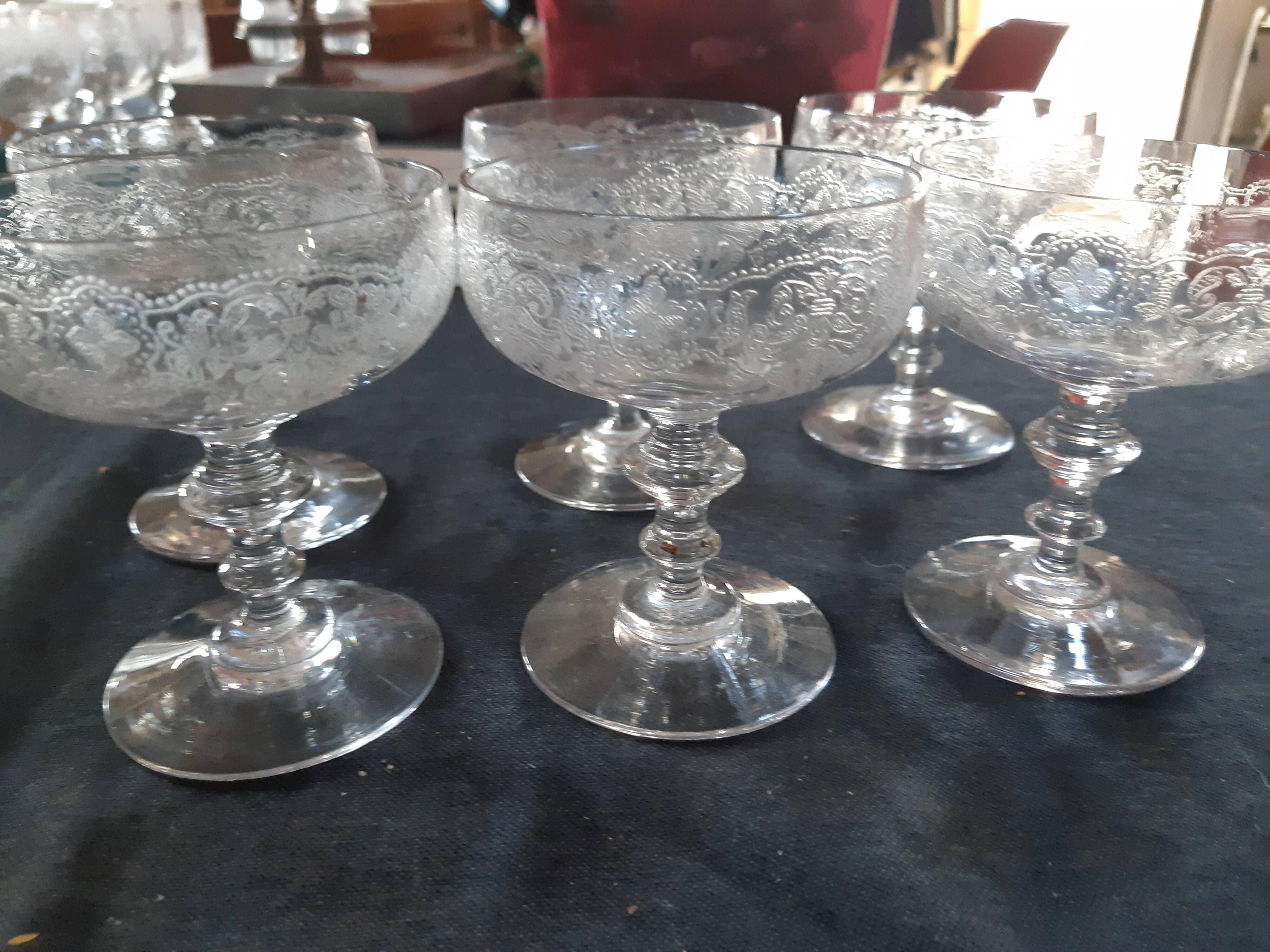6 old champagne glasses