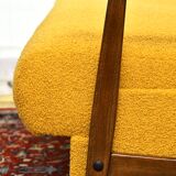 Scandinavian-style yellow boucle sofa with folding function, 1960s