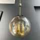 Smoked Glass and Brass Four-Light Suspension Pendant. French Work.
