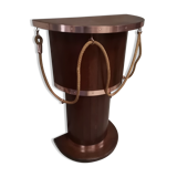 Dutch boat bar solid oak and red copper 1940 1950 art deco