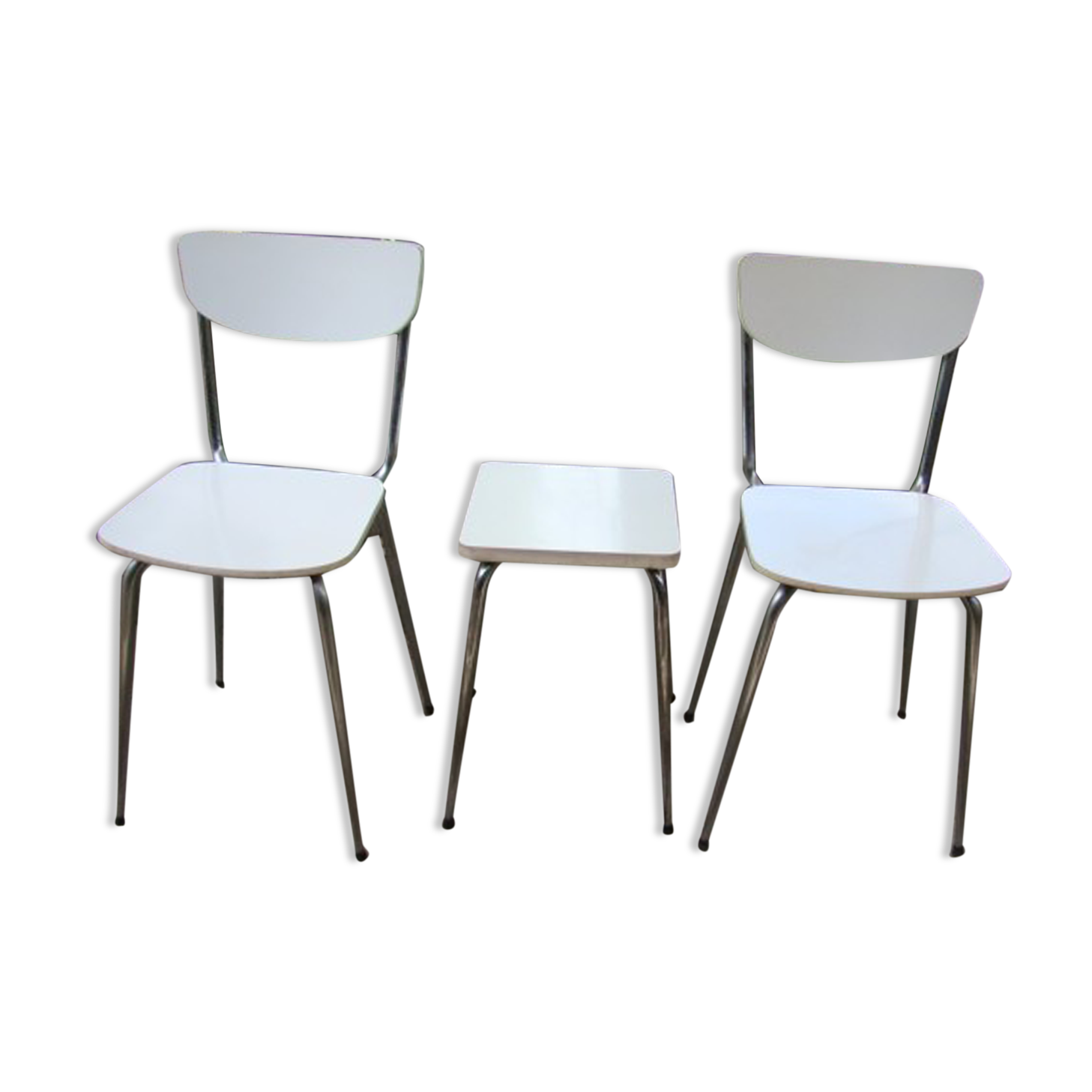 Lot of two formica chairs and a stool.vintage 60