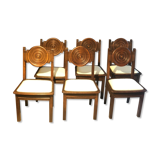 Etienne Kohlmann Art Déco chairs in oak and bouclette fabric, 1930, set of 6