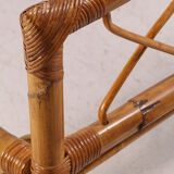 Bed 140 rattan and 2 vintage bedside tables