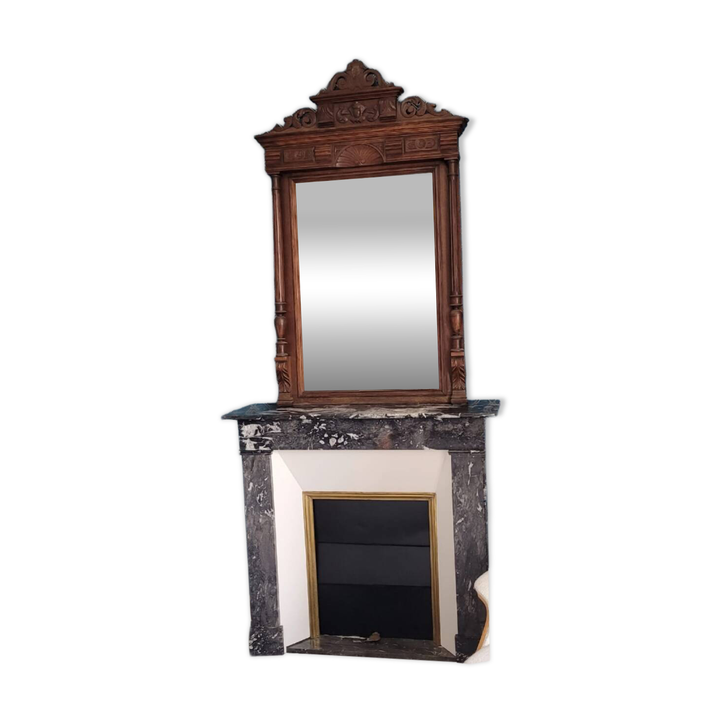 Large bevelled trumeau mirror